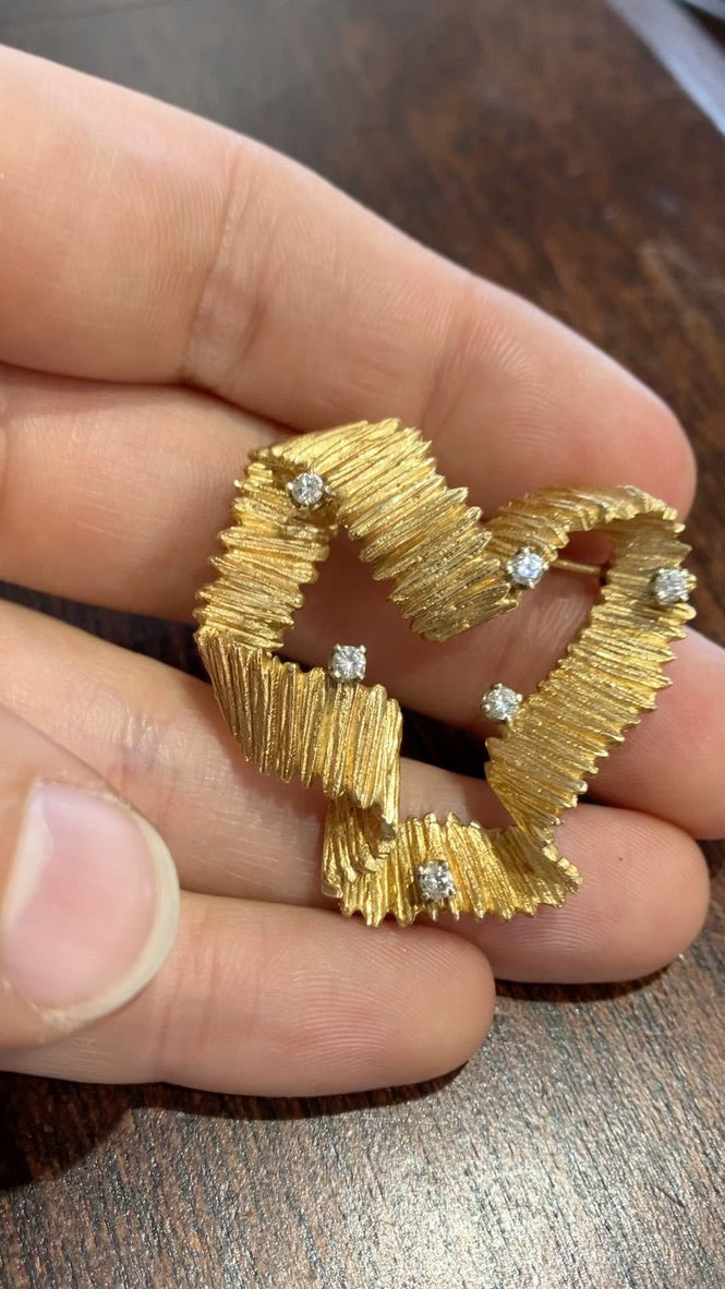 Brutalist Natural Diamond Brooch