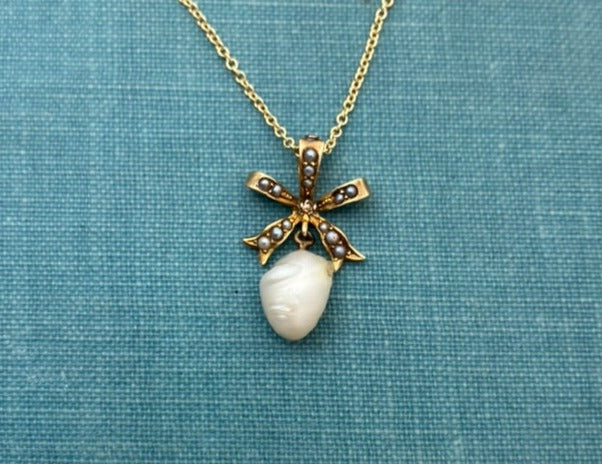 Natural Pearl French Bow Pendant