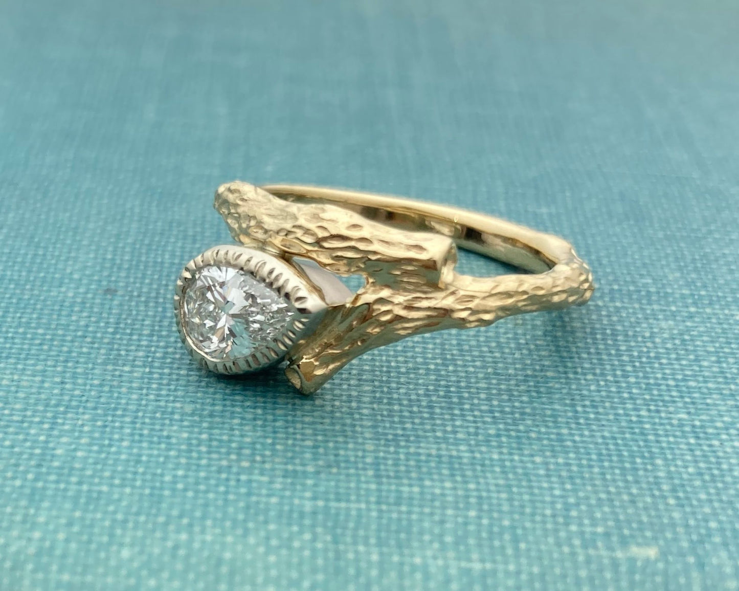 Pear Diamond Branch Ring