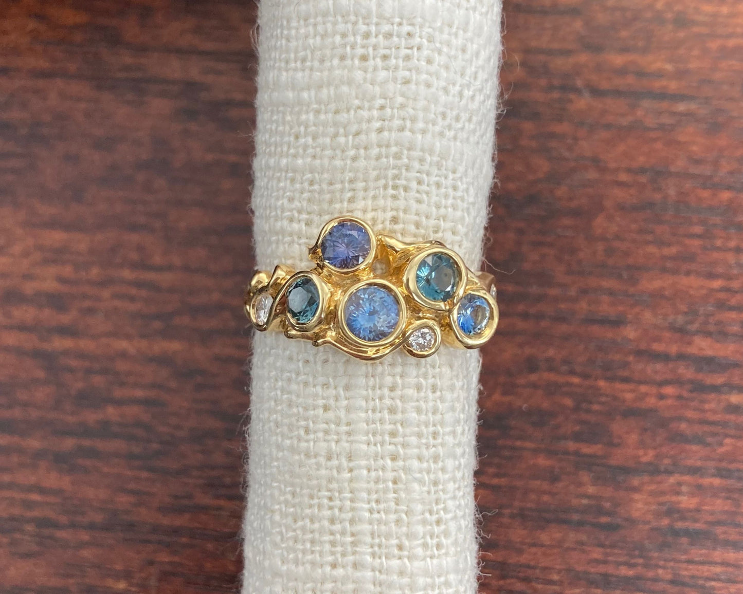 Ocean Ombre Montana Sapphire and Diamond Ring