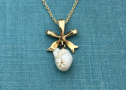 Natural Pearl French Bow Pendant