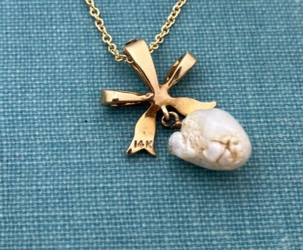 Natural Pearl French Bow Pendant