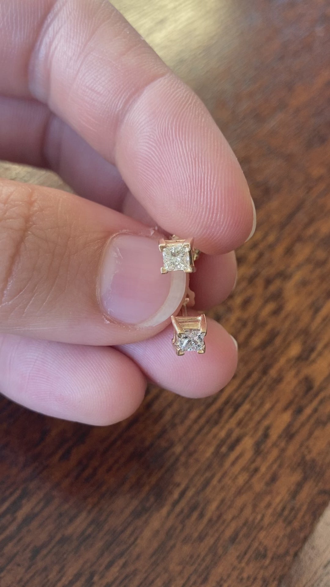 Princess Cut Diamond Basket Stud Earrings | Kate Rose Fine Jewelry