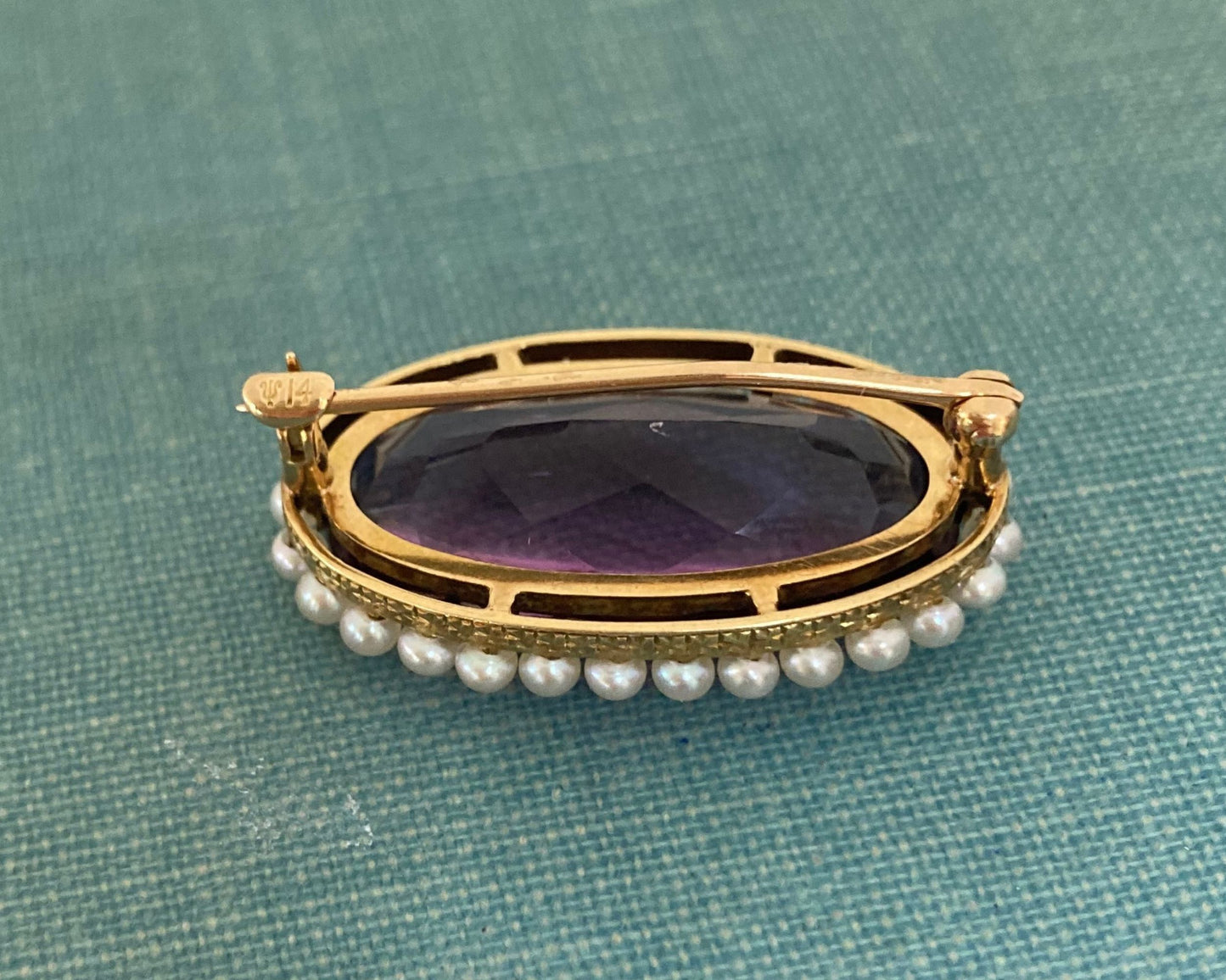 Amethyst and Pearl Brooch