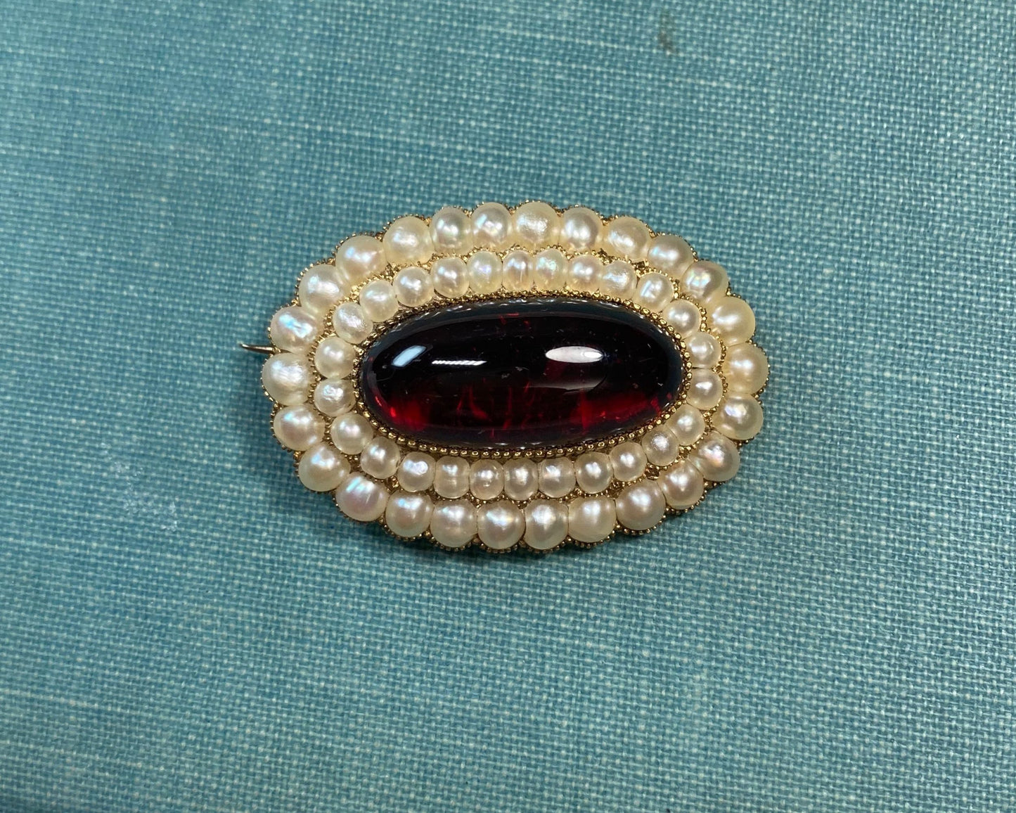 Garnet and Pearl Brooch