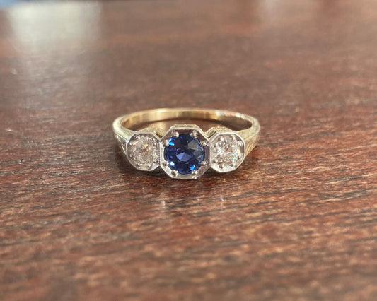 Art Deco Sapphire and Diamond Ring