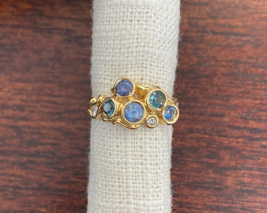 Ocean Ombre Montana Sapphire and Diamond Ring